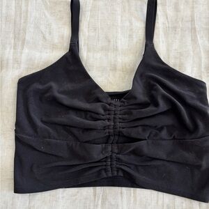 Athleta Black Ruched Crop Top XS